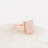 Pink Chalcedony Ring - Rose Gold Plated Ring - 8x12mm Cushion - 925 Silver - Modern Jewelry - Gift For Young Women - Jewelry For The Beach